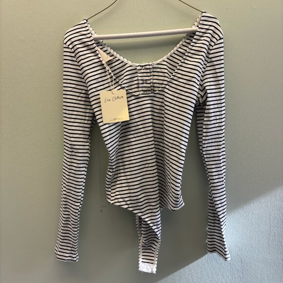 EASY CLOTHES NAVY&WHITE BODYSUIT - Picture 2 of 3